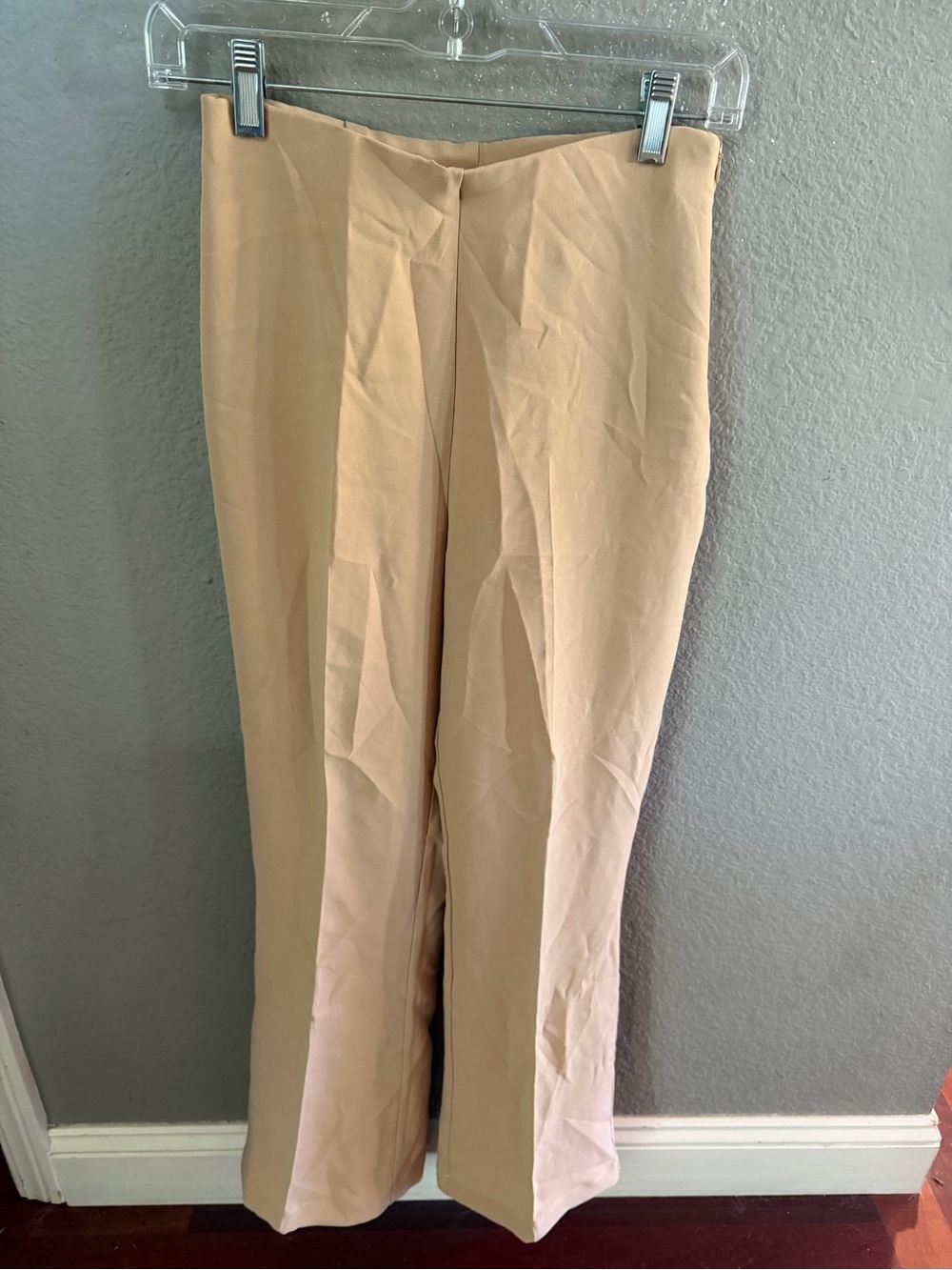 DISSH Satin Wide Leg Trousers Champagne Blush High Rise Minimalist Pants US 4